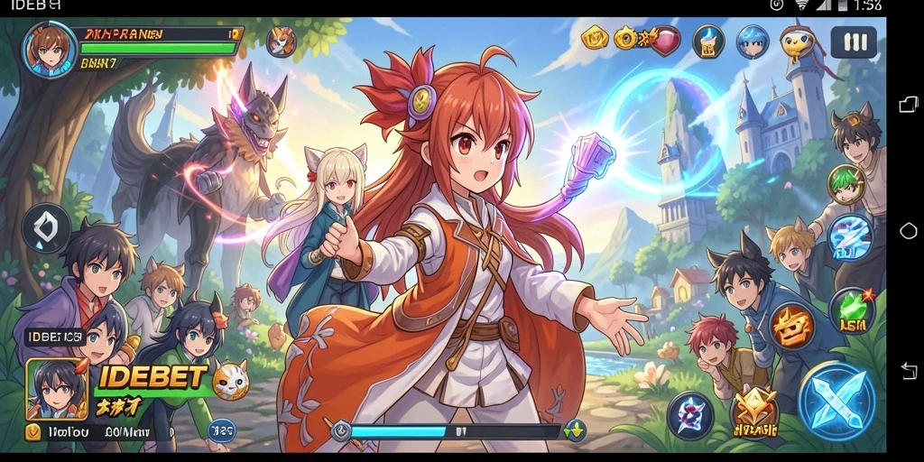 Tampilan gameplay menakjubkan dari IDEBET dengan karakter anime ikonik.