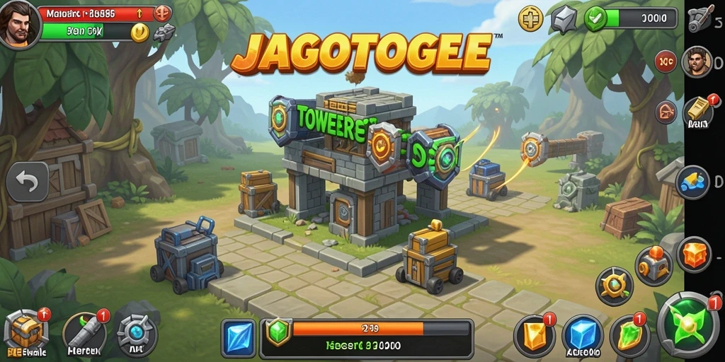 Screenshot utama JAGOTOGEL yang menampilkan aksi gameplay Tower Defense.