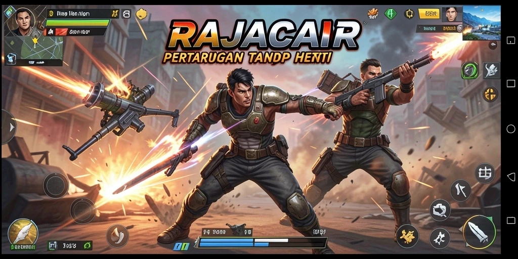 Screenshot gameplay RAJACAIR yang menunjukkan aksi pertarungan mendebarkan.